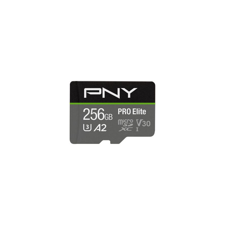 PNY Pro Elite microSDXC 256GB Class 10 UHS-I U3 100MB/s + SD adapter (P-SDU256V32100PRO-GE)