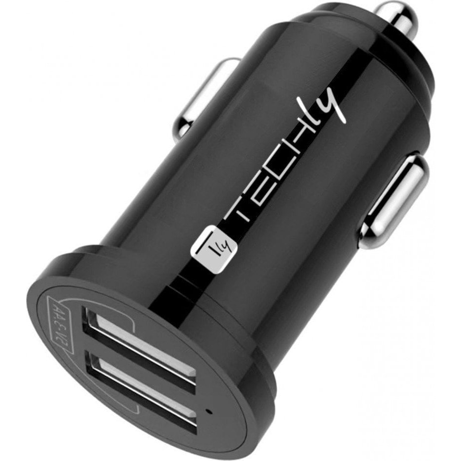 Techly IUSB2-CAR5-A34 mobiltelefon töltő Univerzális Fekete Szivargyújtó Automatikus (IUSB2-CAR5-A34)