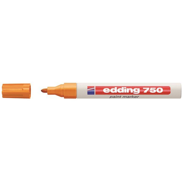 Marker permanent Edding cu vopsea 750, corp metalic, varf rotund, 2-4 mm, portocaliu