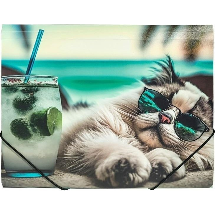 Panta Plast Chillout Cat A4 Gumis mappa - Mintás (5902156065412)