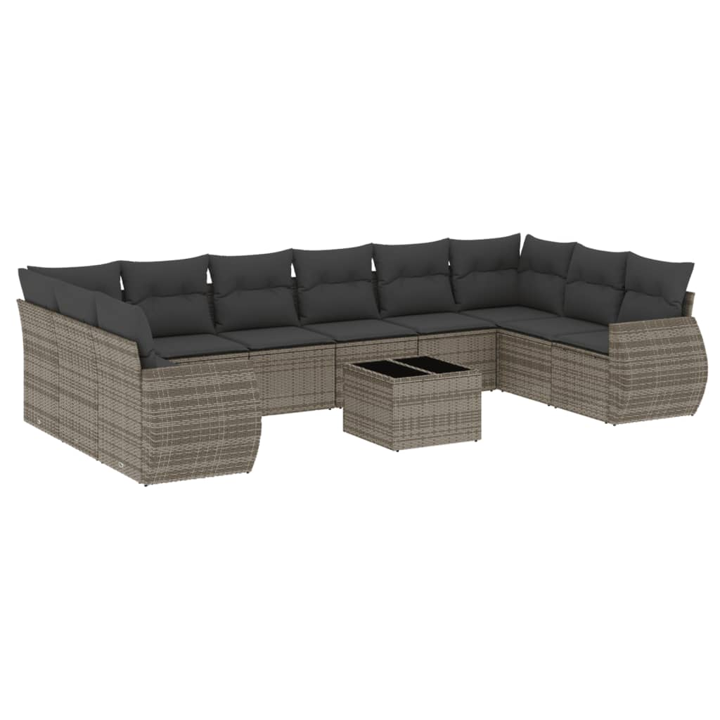 11 részes szürke polyrattan kerti ülőgarnitúra párnákkal (3221879)