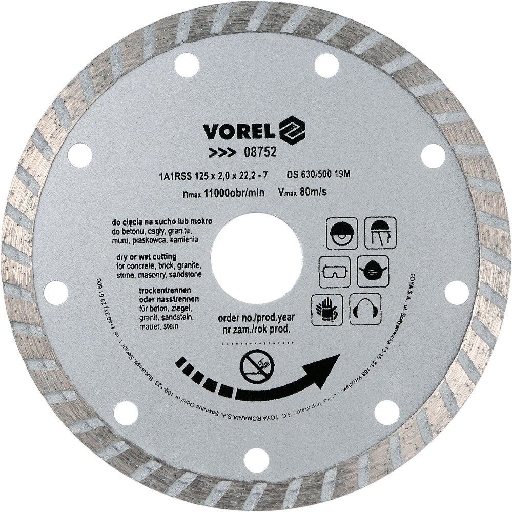 Vorel gyémánt korong 125 x 22,2 x 2,0 mm turbó (5906083087523)