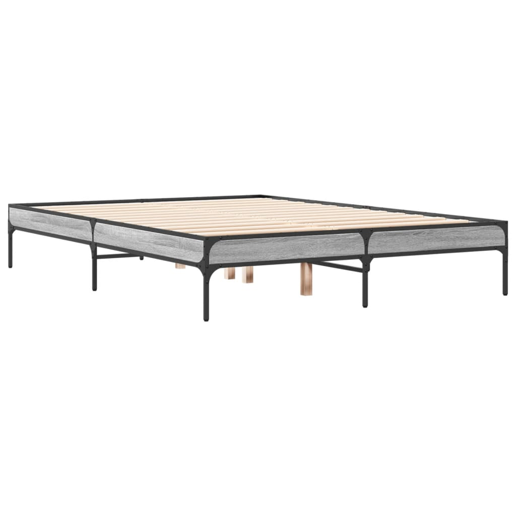 szürke sonoma szerelt fa és fém ágykeret 140x190 cm (845039)