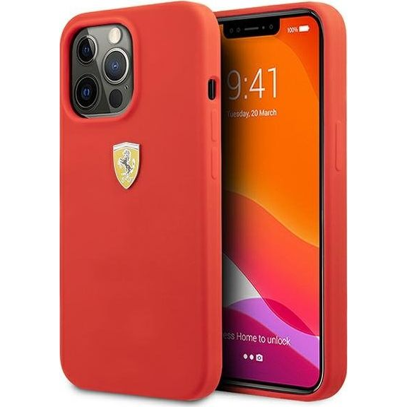 Ferrari Silicone Apple iPhone 13 Pro Max hátlap tok, piros (88424)