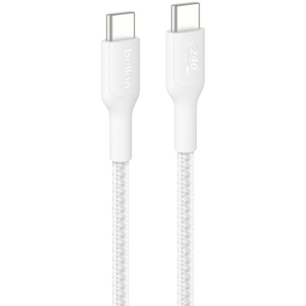 Belkin USB-C auf USB-C Kabel Geflochten, Weiß, 1m, 240W