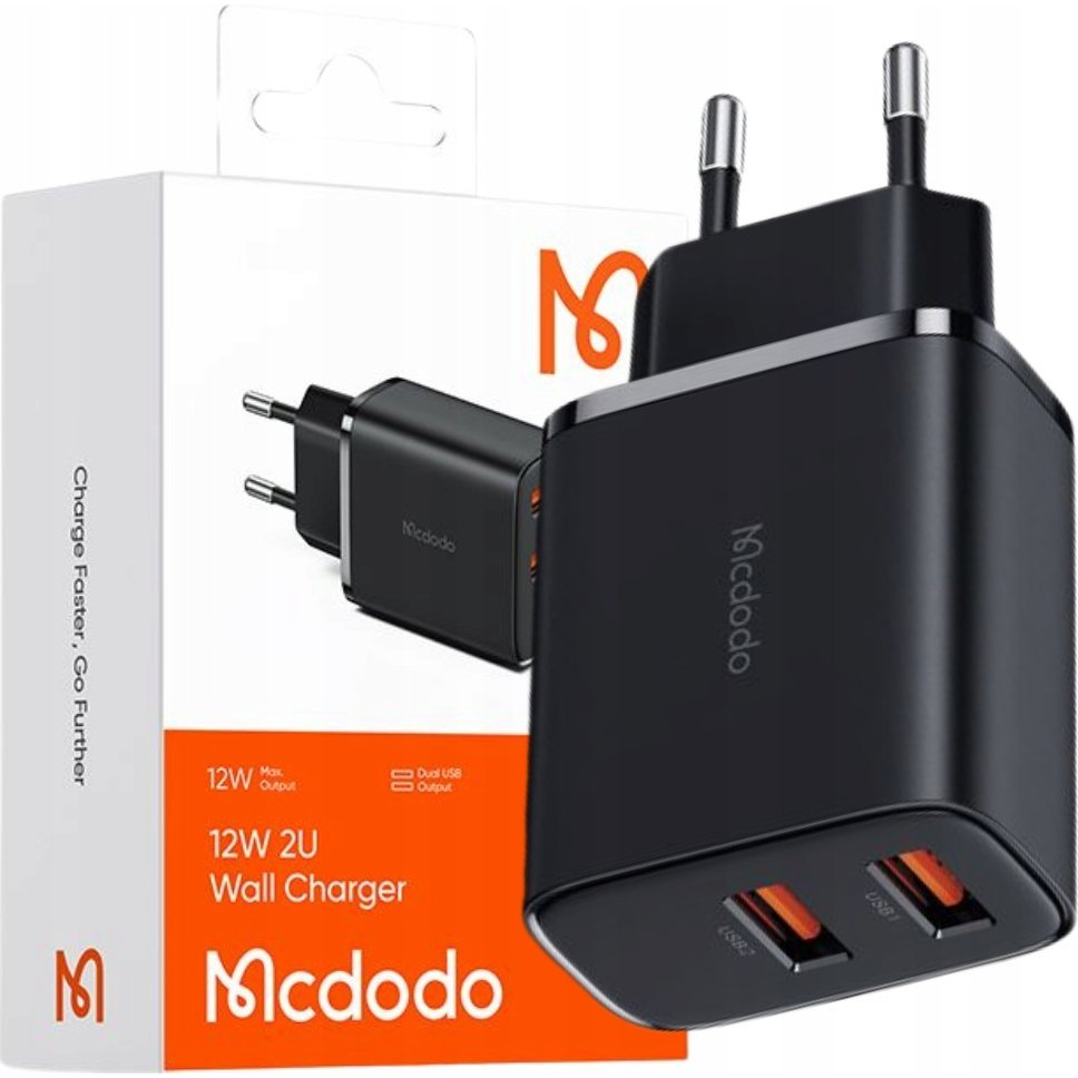 Mcdodo CH-5070 USB-A*2 mains charger, 12W (black) ( )