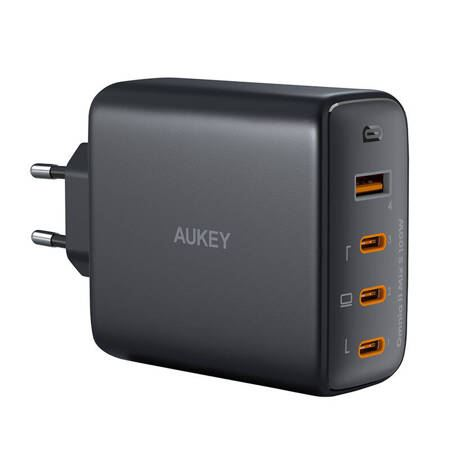 Aukey PA-B7S USB-A + 3xUSB-C 100W GaN hálózati töltő fekete (PA-B7S Black)