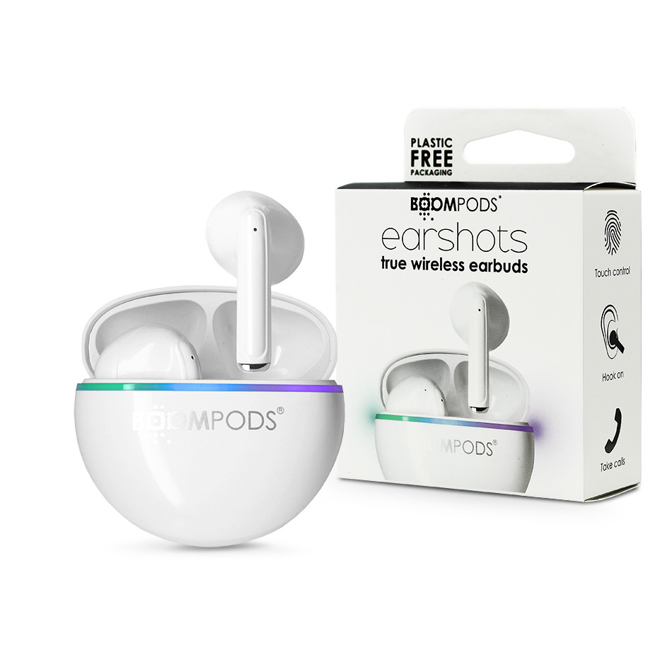 Boompods TWS Bluetooth sztereó headset v5.3 + töltőtok - Boompods EarShots TWS with Charging Case - fehér (EAPWHT)