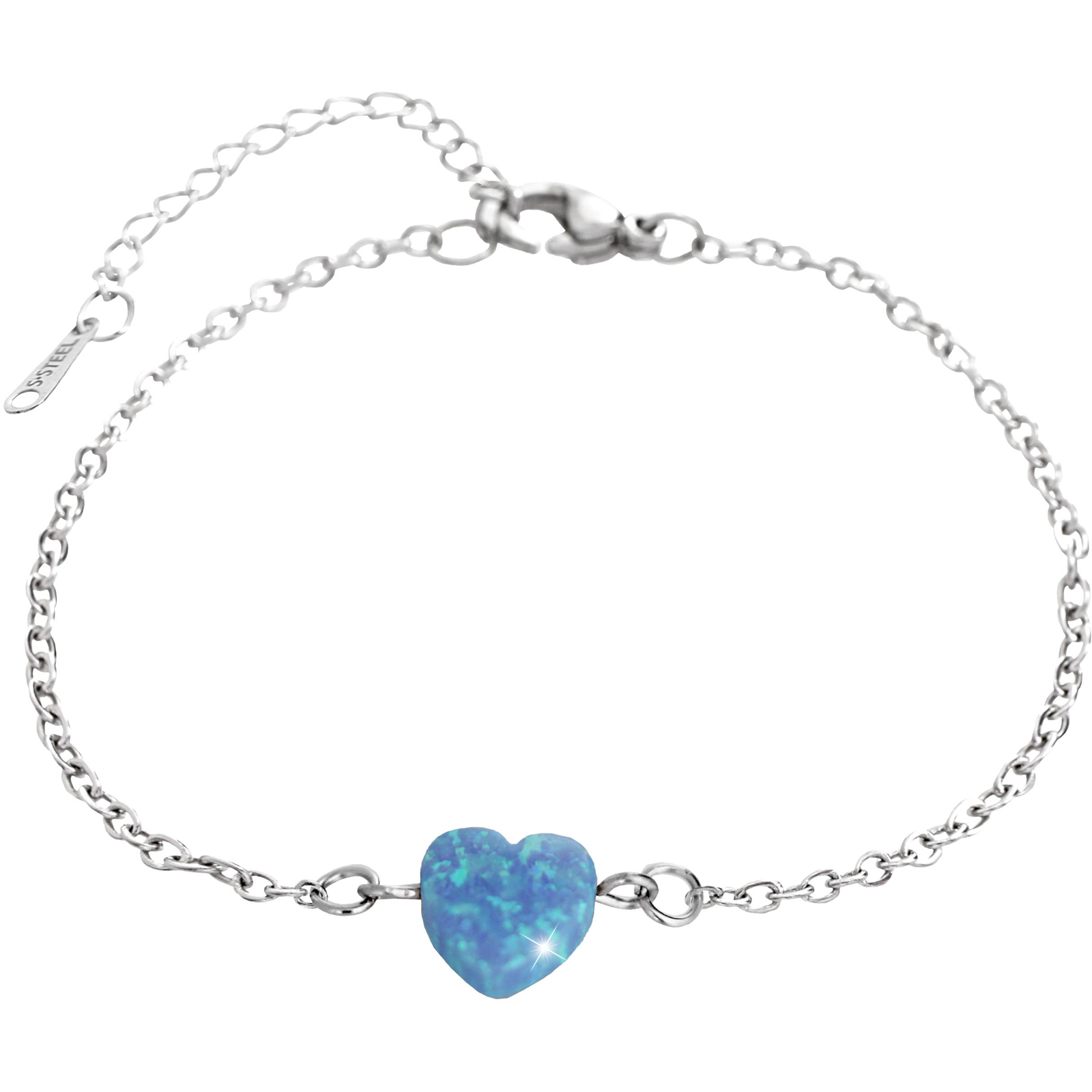 JSB Bijoux 61500931bl Karkötő kék színű opál szív medállal (8592661389195)