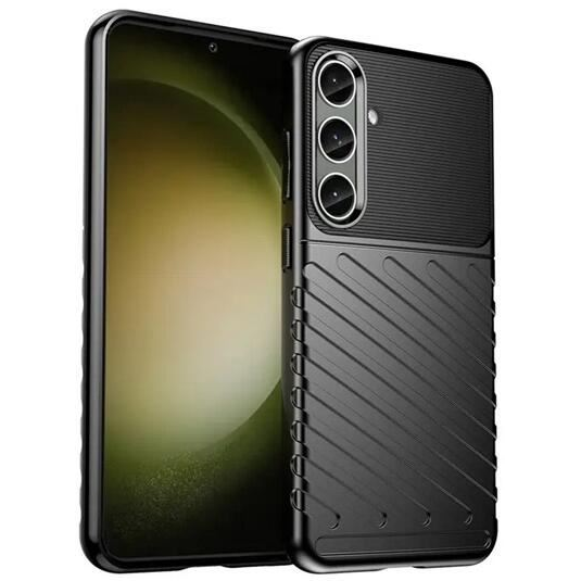 Gigapack Samsung Galaxy S24 Plus (SM-S926) csíkos dombormintás szilikon tok fekete (GP-150928) (GP-150928)