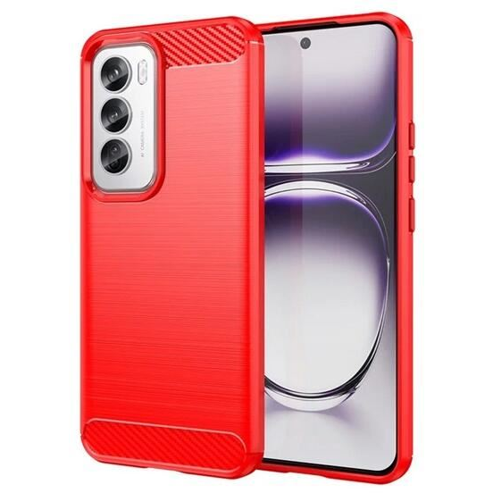 Gigapack Oppo Reno 12 Pro szálcsiszolt, karbon mintás tok piros (GP-159616) (GP-159616)