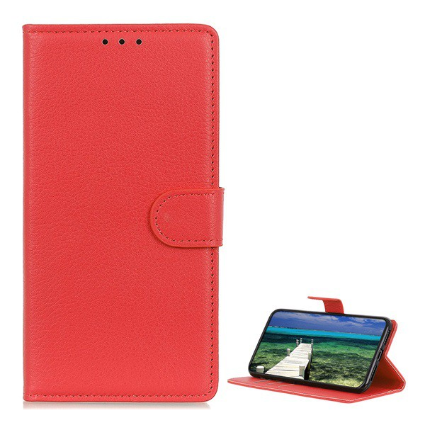 Tok álló, bőr hatású (FLIP, oldalra nyíló, asztali tartó funkció, prémium) PIROS [Samsung Galaxy M23 (SM-M236)] (5996591160399)