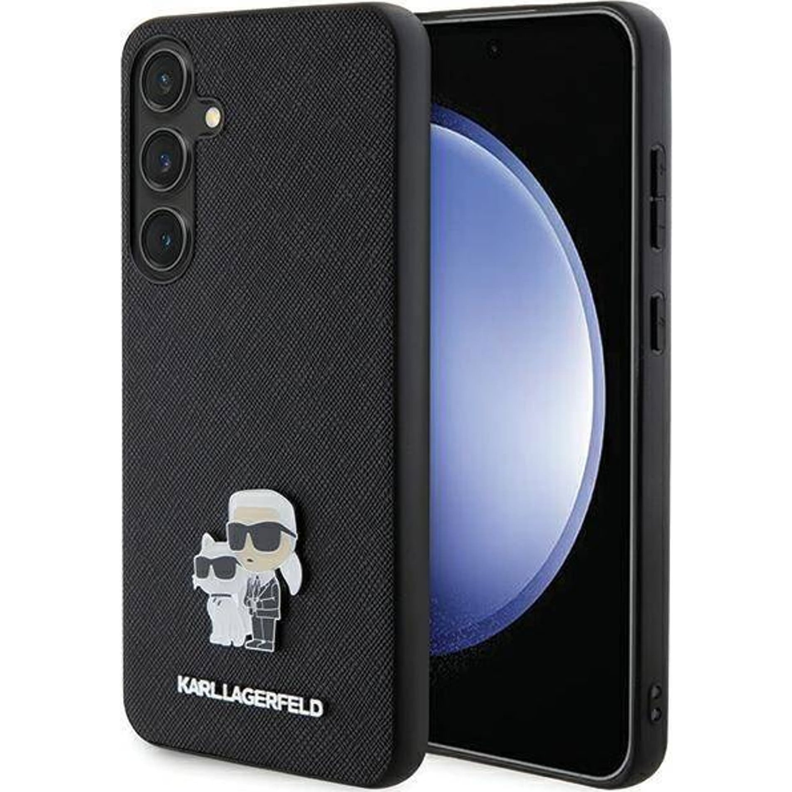 Karl Lagerfeld Saffiano Metal Pin Samsung Galaxy S24 Tok - Fekete/Mintás (KLD1888)