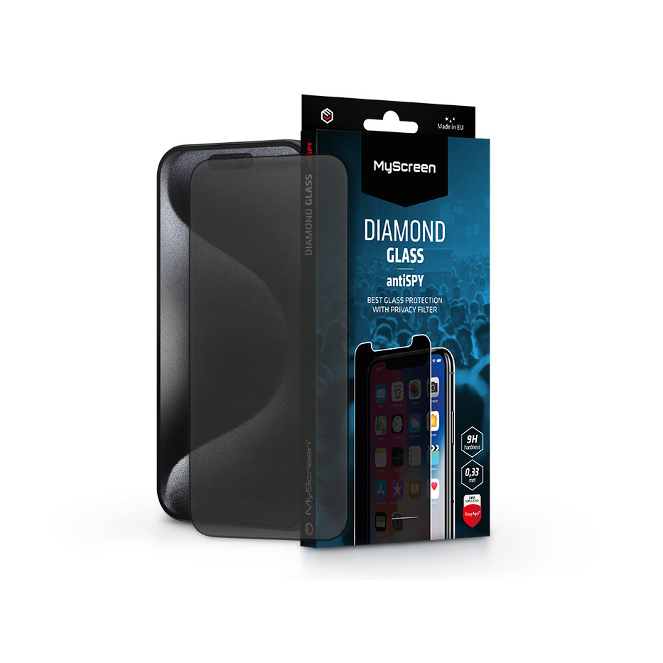 MyScreen antiSPY - Apple iPhone 15 Pro üvegfólia beteketintés elleni védelemmel (MS226721)