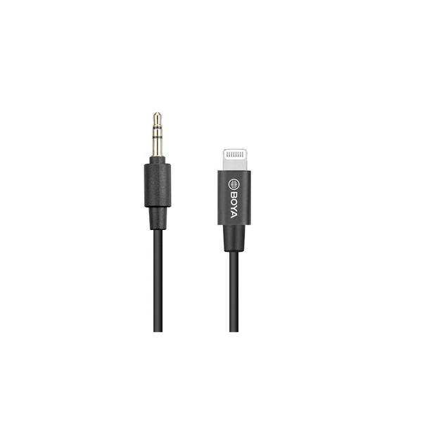 Boya BY-K1 3.5mm Jack - Lightning adapter kábel - Fekete