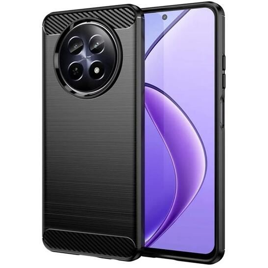 Gigapack Realme 12x szálcsiszolt, karbon mintás tok fekete (GP-158285) (GP-158285)