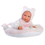 Llorens Mimi újszülött sírós lány baba holdacska alakú párnával 42cm (74052)