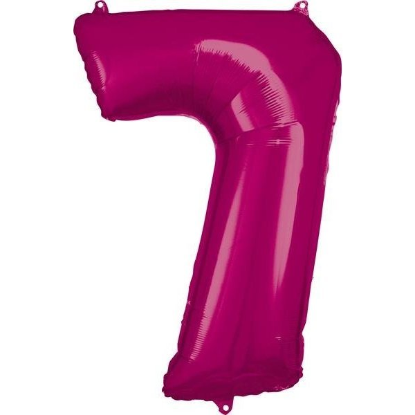 Óriás Szám Fólia Lufi - 7-es, 88x58 cm, Rózsaszín (9907289)