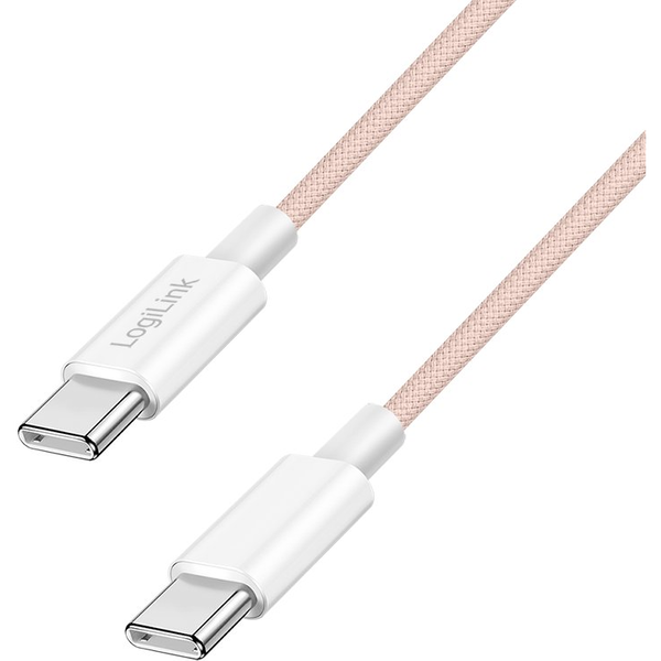 LogiLink USB-C kabel 0,5m v nylonovém opletení, růžový