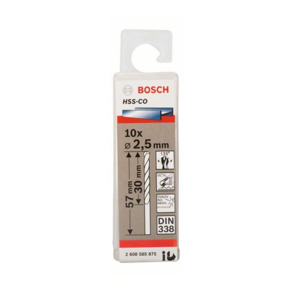 Bosch 2608585875 HSS-Co fémfúrókészlet 2.5x30x57mm 10db-os (b2608585875)