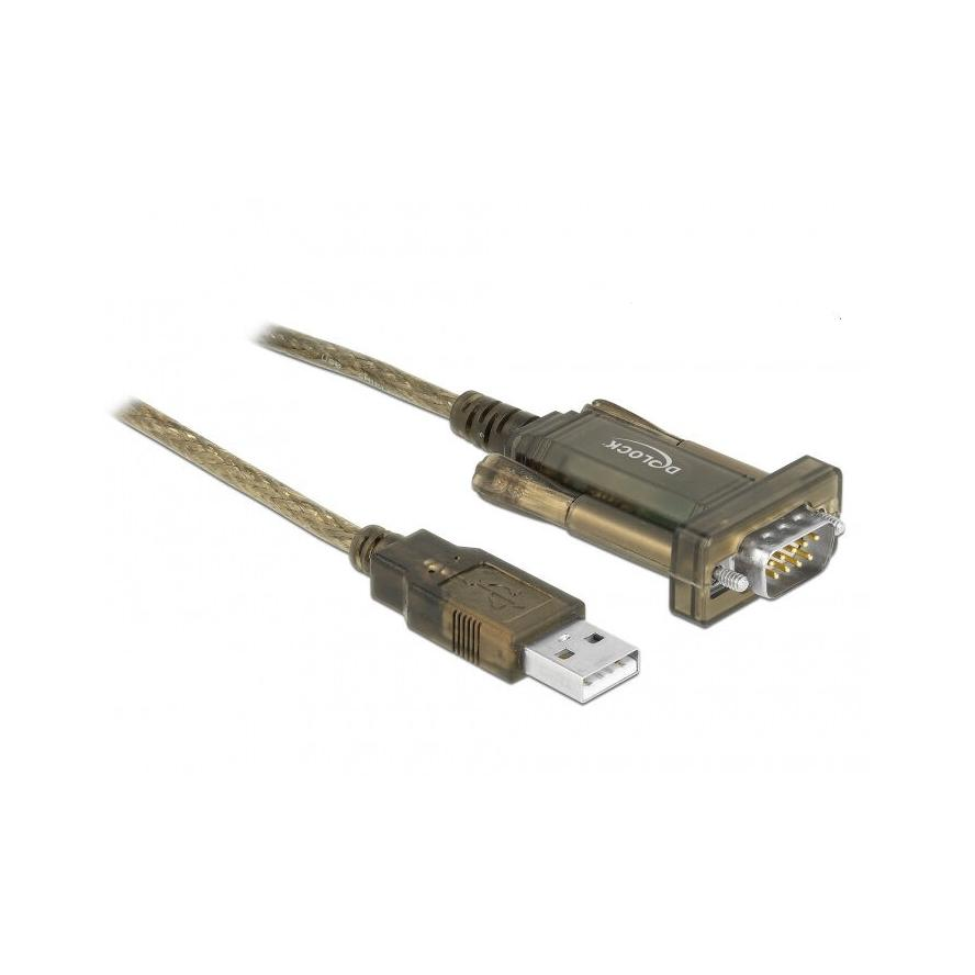 Delock USB-A 2.0 -> Serial RS-232 DB9 M/M adatkábel 2m barna (64073)