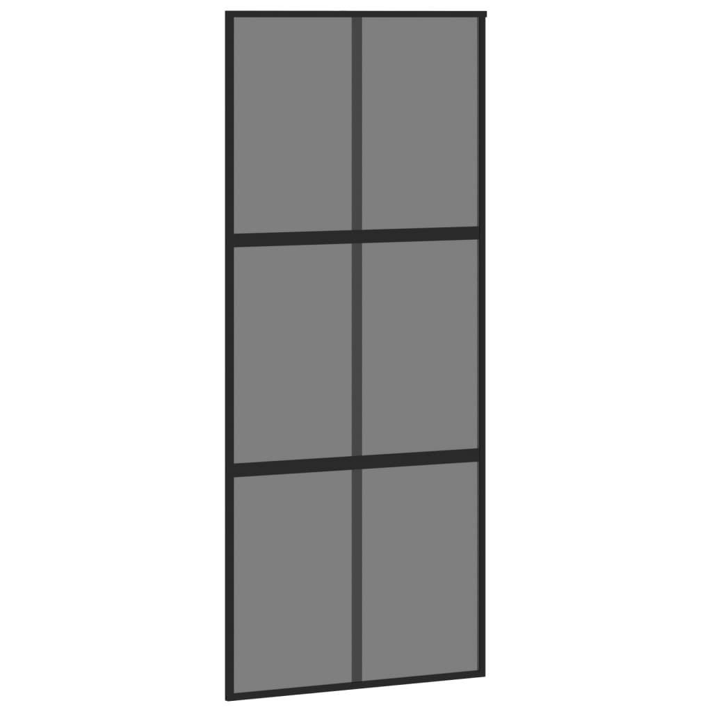 fekete edzett üveg és alumínium tolóajtó 90 x 205 cm (155214)