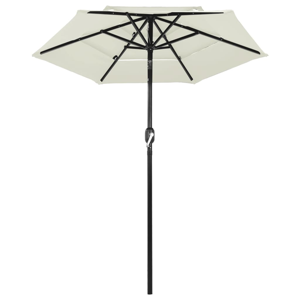 Umbrelă de soare 3 niveluri, stâlp de aluminiu, nisipiu, 2 m