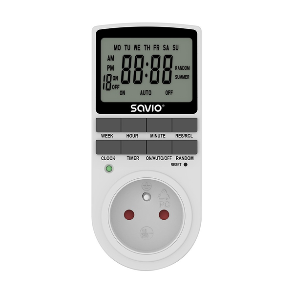 Wattmeter SAVIO LCD AE-03 dugalj fogyasztásmérővel - Fehér