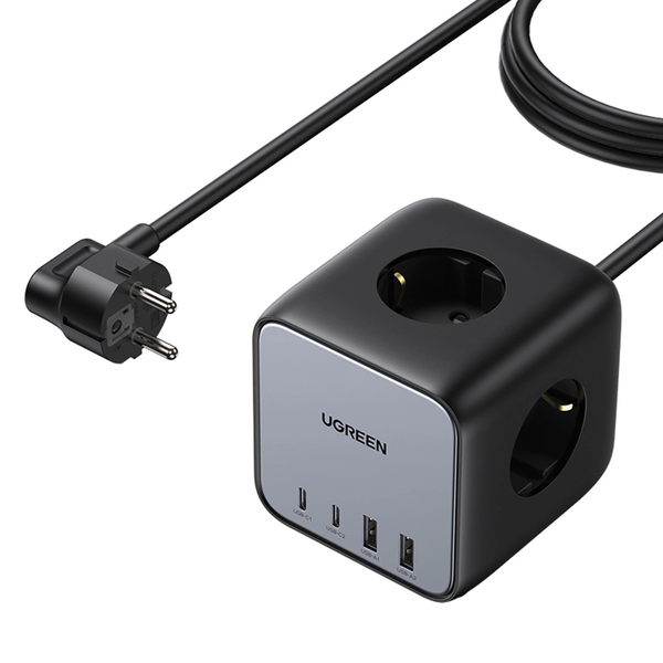 Predlžovací kábel s USB zásuvkami EU Ugreen CD268 65W 1,8 m čierny