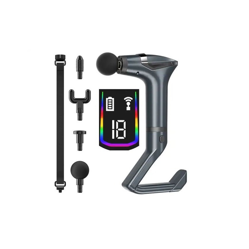 Platinet PMAS10PRO Akkus Masszázspisztoly - Ezüst (PMAS10PRO)