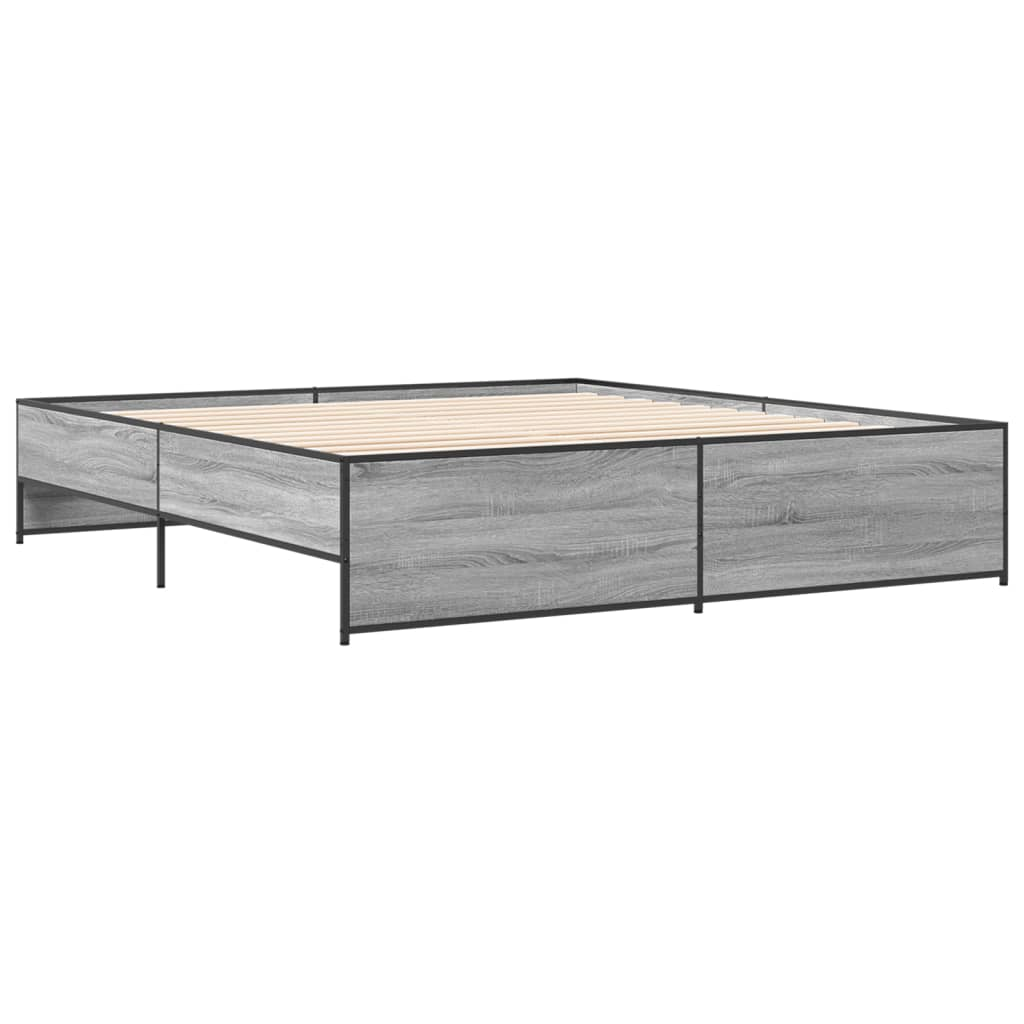 szürke sonoma szerelt fa és fém ágykeret 200 x 200 cm (3279870)