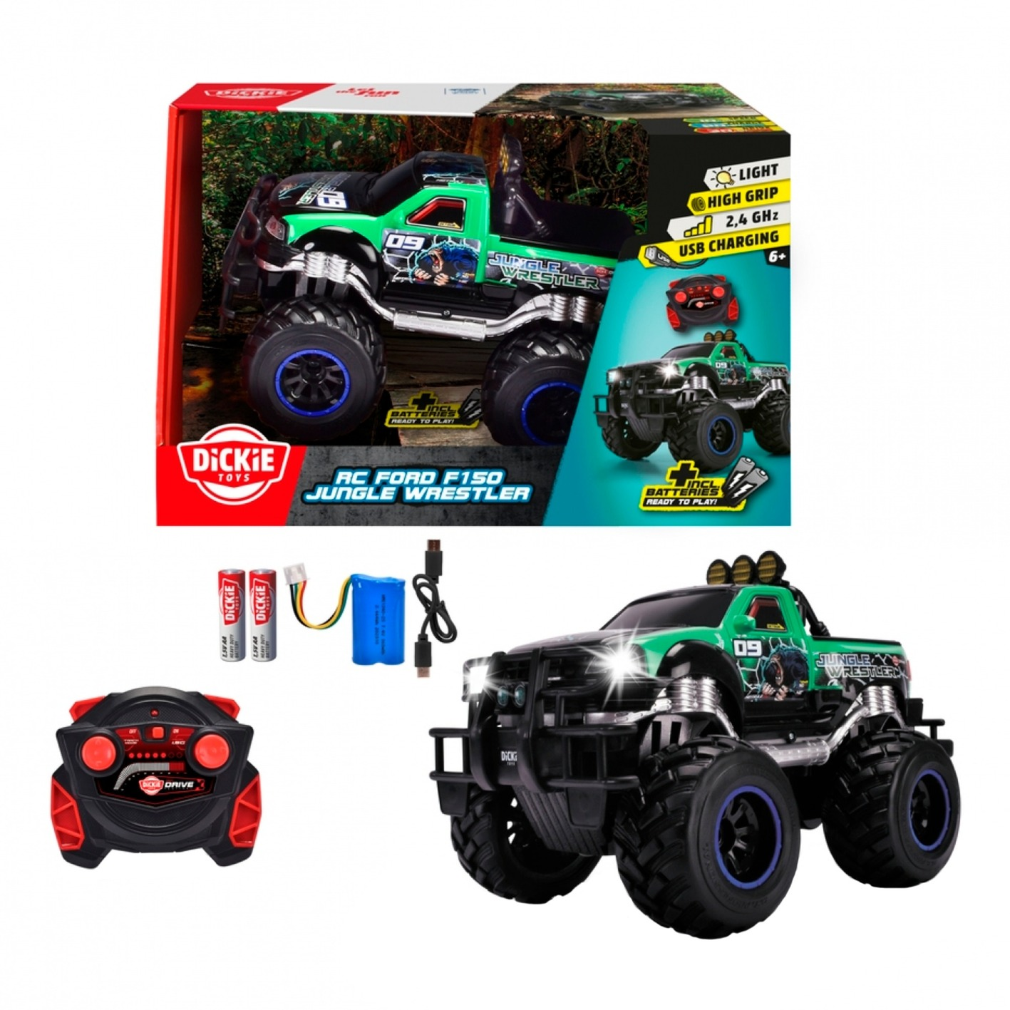 Simba 201106016 RC Jungle Wrestler Ford F150 távirányítós autó - Fekete (201106016)