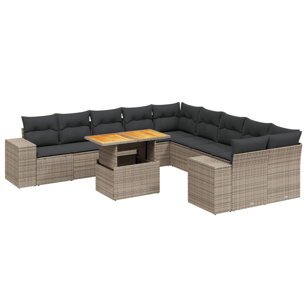 11 részes szürke polyrattan kerti ülőgarnitúra párnákkal (3272831)