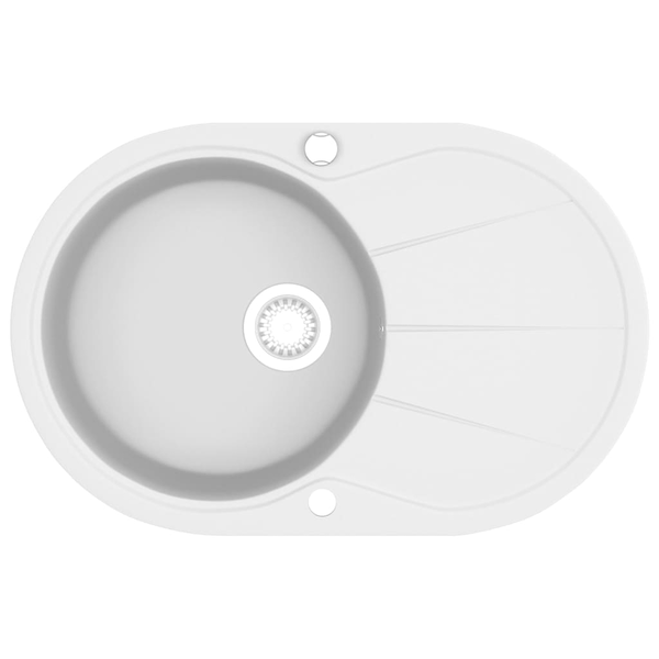 Chiuvetă de bucătărie din granit, alb, un bazin, oval