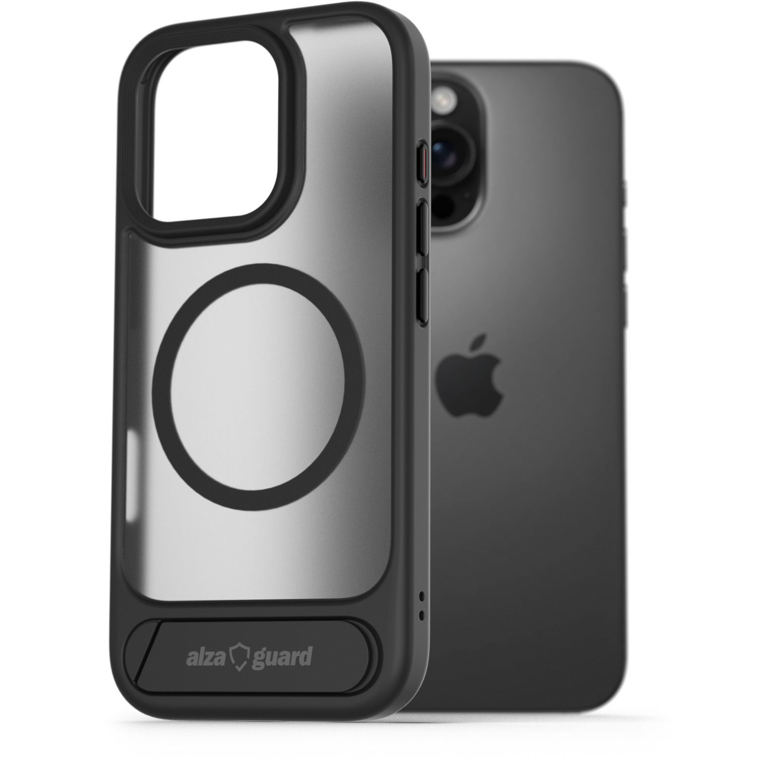 AlzaGuard Matte Case with Stand Compatible with MagSafe for iPhone 16 Pro Max fekete tok (AGD-PCH000114B)