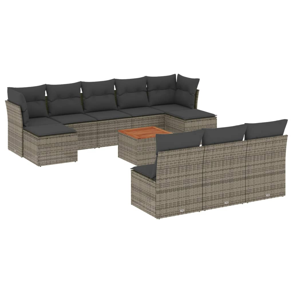 11 részes szürke polyrattan kerti ülőgarnitúra párnákkal (3223869)