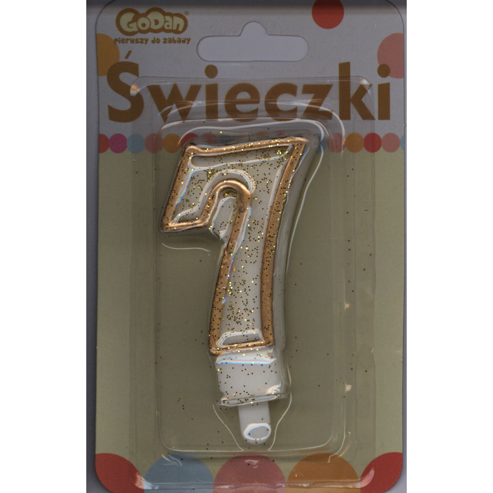 Arany csillámos 7-es Gold számgyertya, tortagyertya (GODA1924)