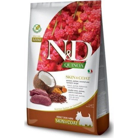 N&D Quinoa Dog Skin&coat Szarvas&kókusz Adult Mini 2,5 kg (PND0250145)