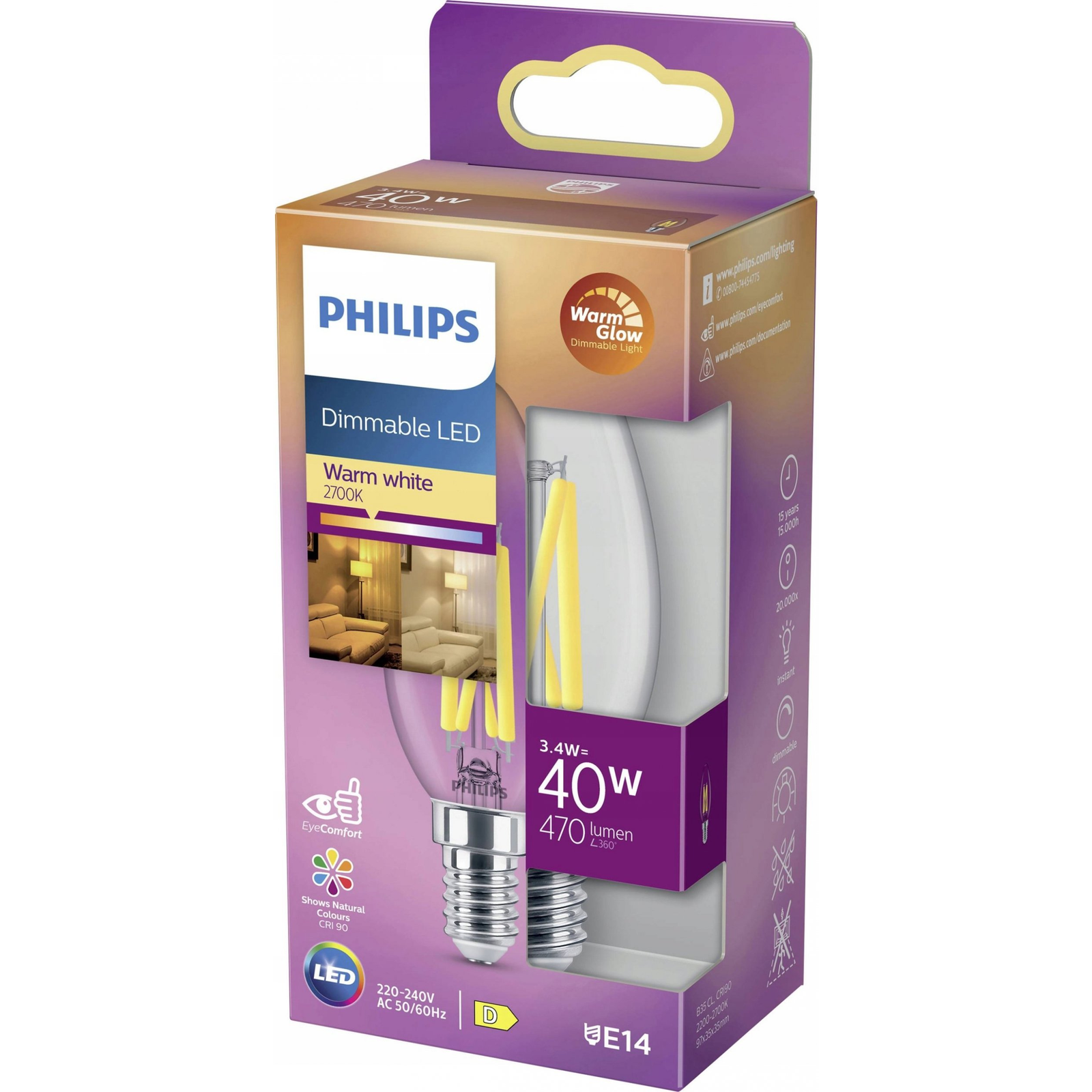 Philips 8719514324213 LED lámpa Meleg fény 3,4 W D (929003012201)