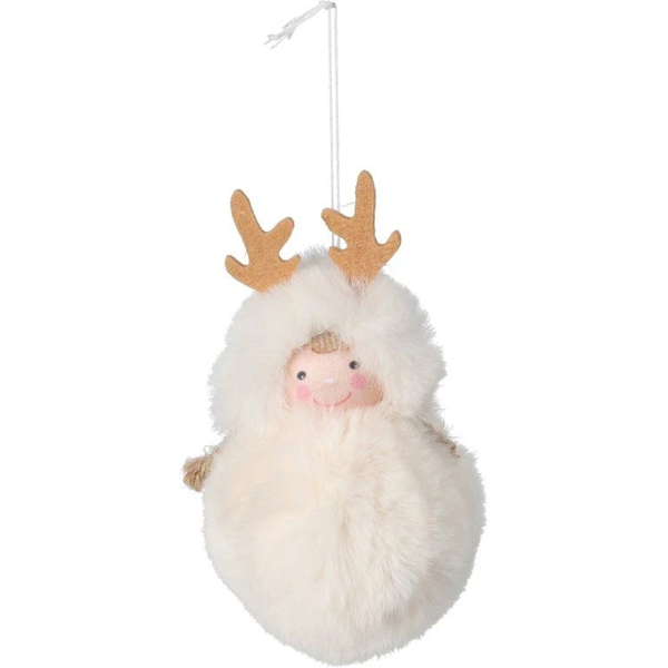 H&amp;L Hanging decoration 13 cm Girl with antlers, cream
