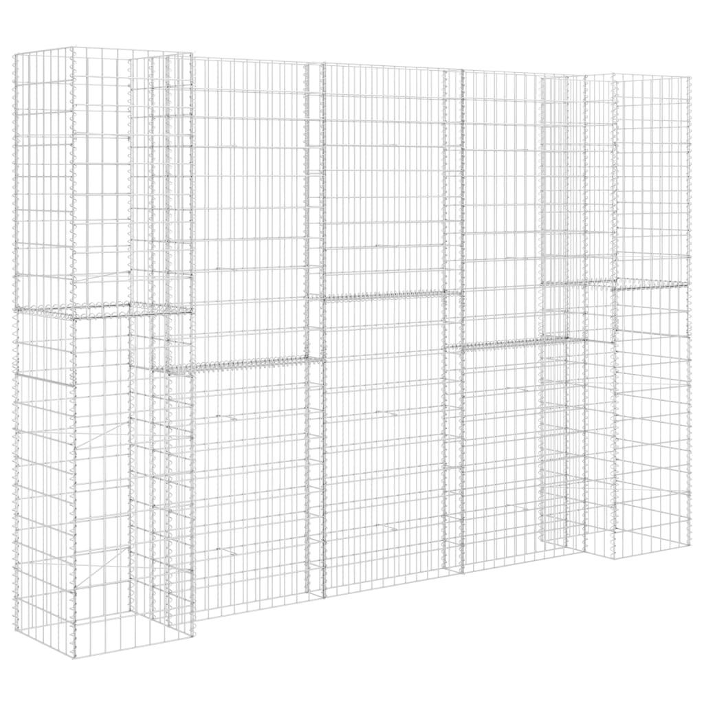H alakú acéldrót virágtartó gabion 260 x 40 x 200 cm (145665)