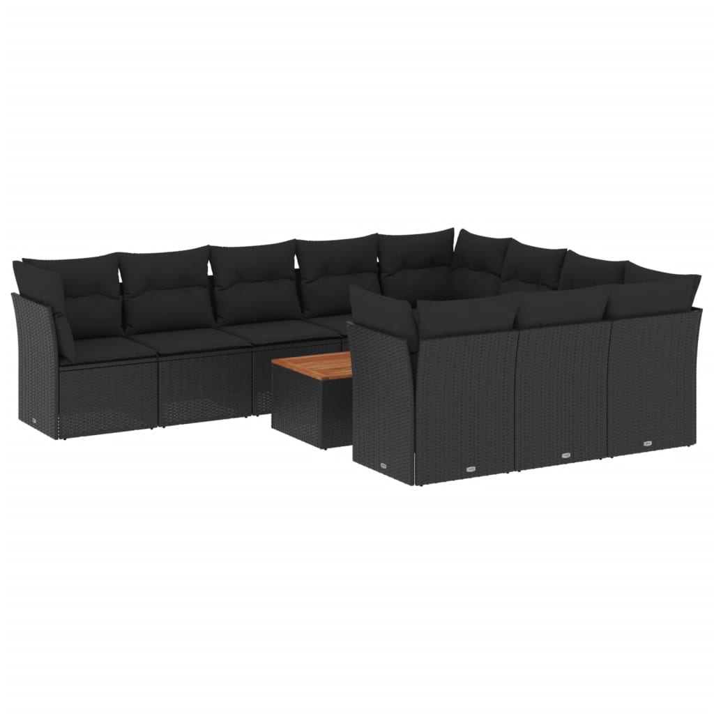11 részes fekete polyrattan kerti ülőgarnitúra párnákkal (3223836)