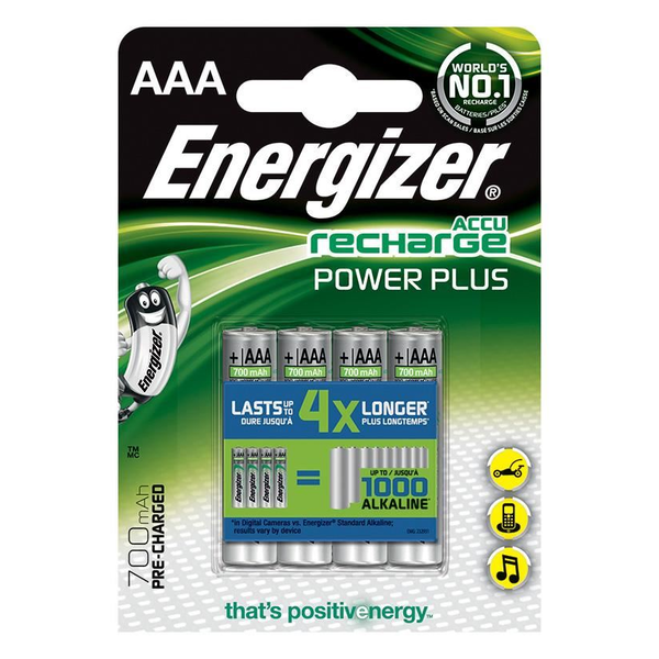 Акумулаторни батерии Energizer Power Plus AAA 700 mAh, 4 броя