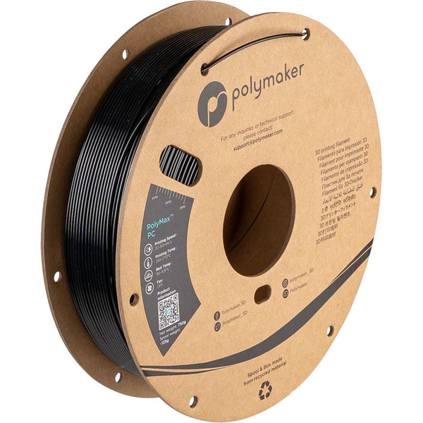 Polymaker PC02001 Polymax Tough 3D nyomtatószál PC (polikarbonát) nagy merevség, hőálló, ütésálló 1.75 mm 750 g Fekete 1 db
