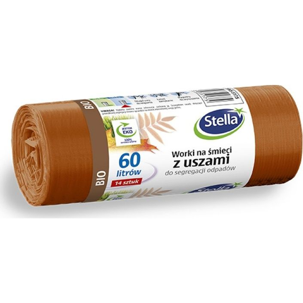  Stella Worki z uszami STELLA, do segregacji odpadów bio, 60 l, 14 szt., brązowe, brązowy