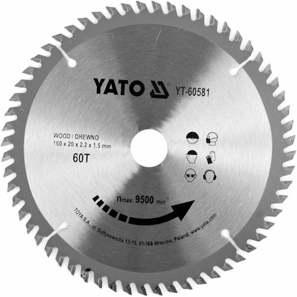 Yato Fűrésztárcsa Fához 160x20x1.5 mm 60T