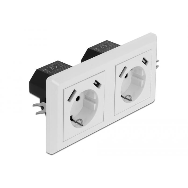 Delock 2-irányú fali csatlakozó 4 db, 2 x 2,8 A-es, A típusú USB töltő porttal (11475)
