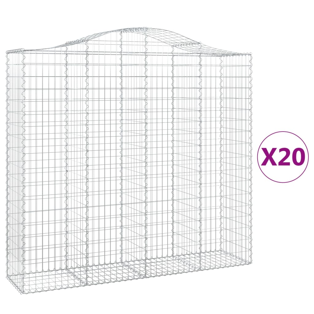 20 db íves horganyzott vas gabion kosár 200x50x180/200 cm (3145739)