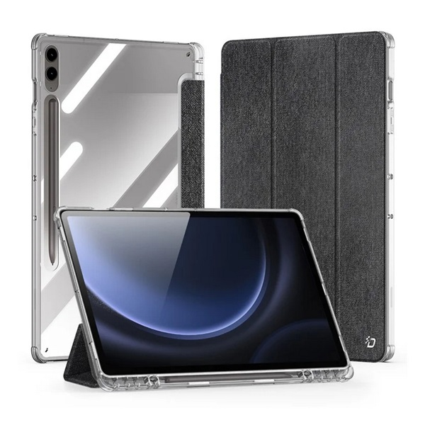 Dux Ducis UNID tok álló, textil hatású (aktív FLIP, oldalra nyíló, TRIFOLD, asztali tartó, ceruza tartó) FEKETE Samsung Galaxy Tab S10 Plus LTE (SM-X826B) / Galaxy Tab S10 Plus WIFI (SM-X820) (GP-162936)