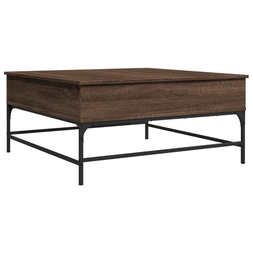 barna tölgyszínű szerelt fa és fém dohányzóasztal 95x95x45 cm (3217068)